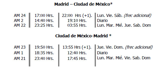 frecuencias aeromexico